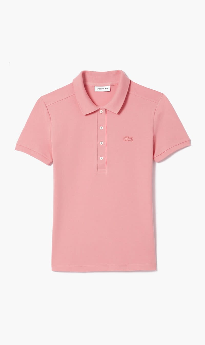 

Lacoste Pink Short Sleeved Ribbed Collar Shirt for Women | The Deal Outlet