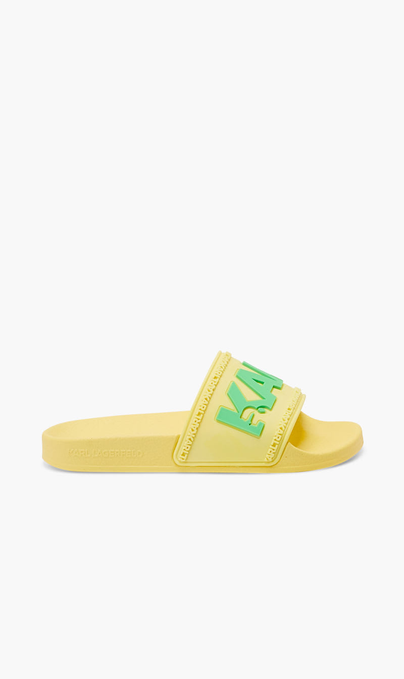 

Karl Lagerfeld Yellow Karl Logo Slides for Women | The Deal Outlet