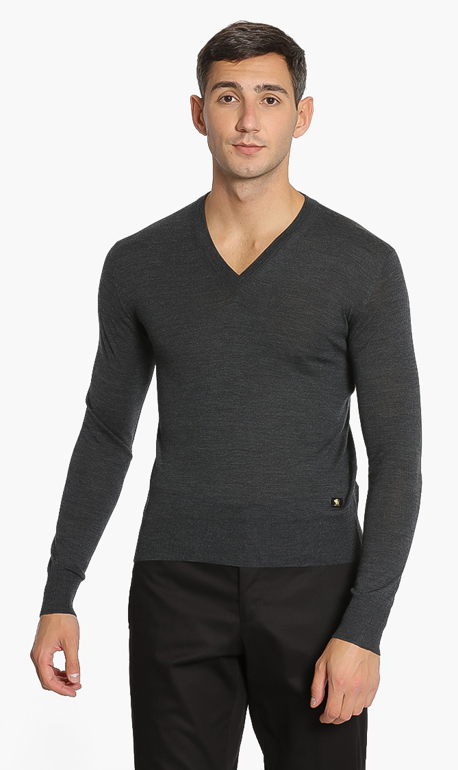 

Versace Solid V-neck Sweater