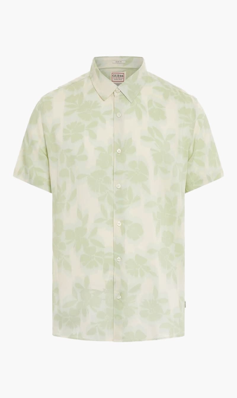 

Guess Beige Ss Eco Rayon Shadow Box Shirt for Men | The Deal Outlet