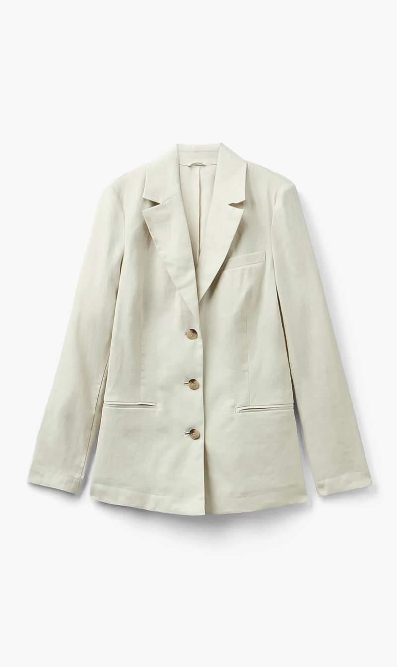 Beige United Colors Of Benetton Pink Pure Linen Blazer for Women