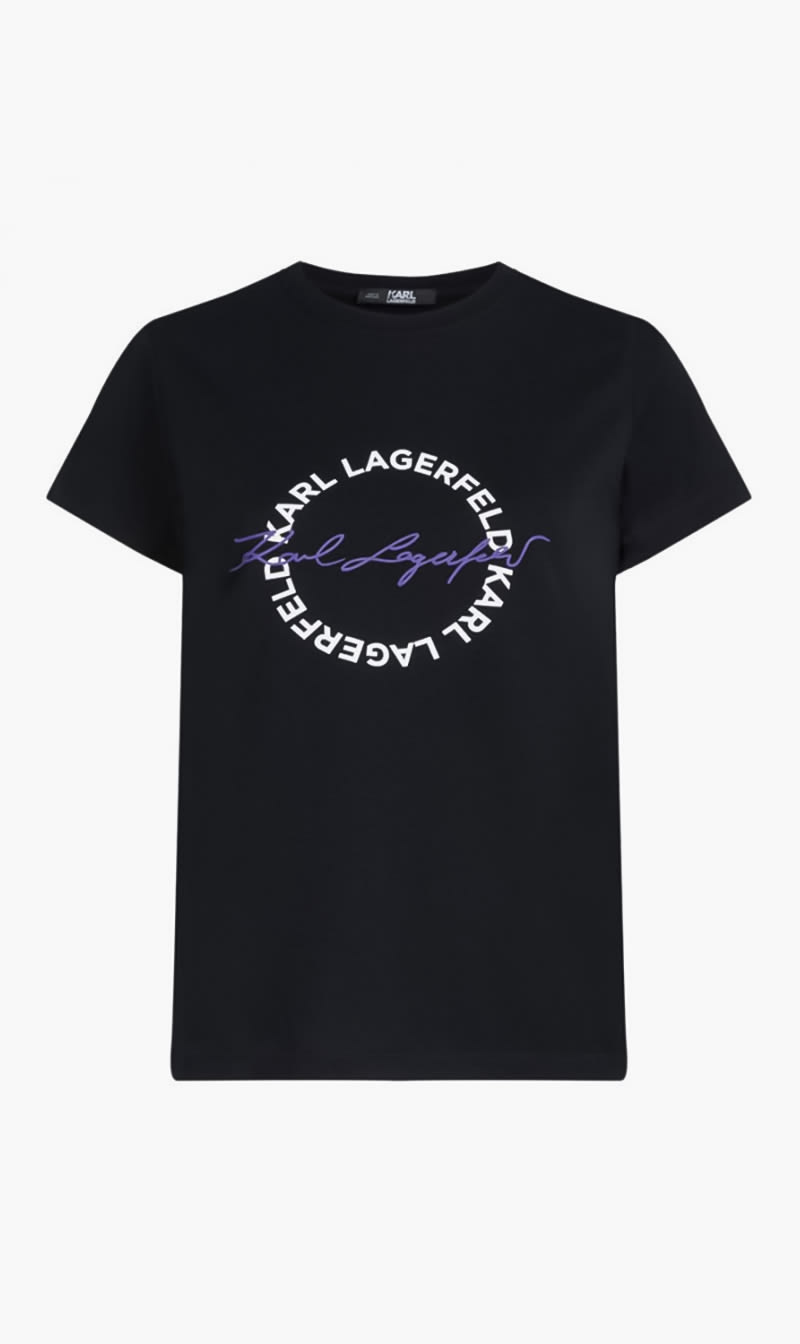 

Karl Lagerfeld Black Varsity Ikon Patch T Shirt for Men | The Deal Outlet