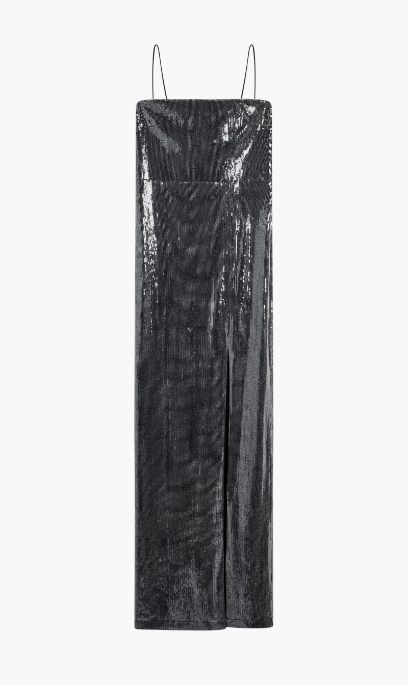

Rotate Birger Christensen Black Doma Sequin Maxi Slit Dress for Women | The Deal Outlet