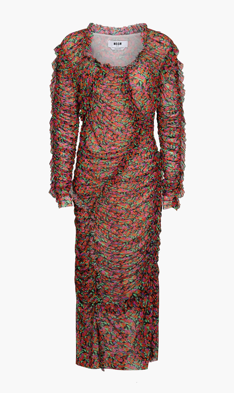 

Msgm Pink All Over Floral Print Dress for Women | The Deal Outlet