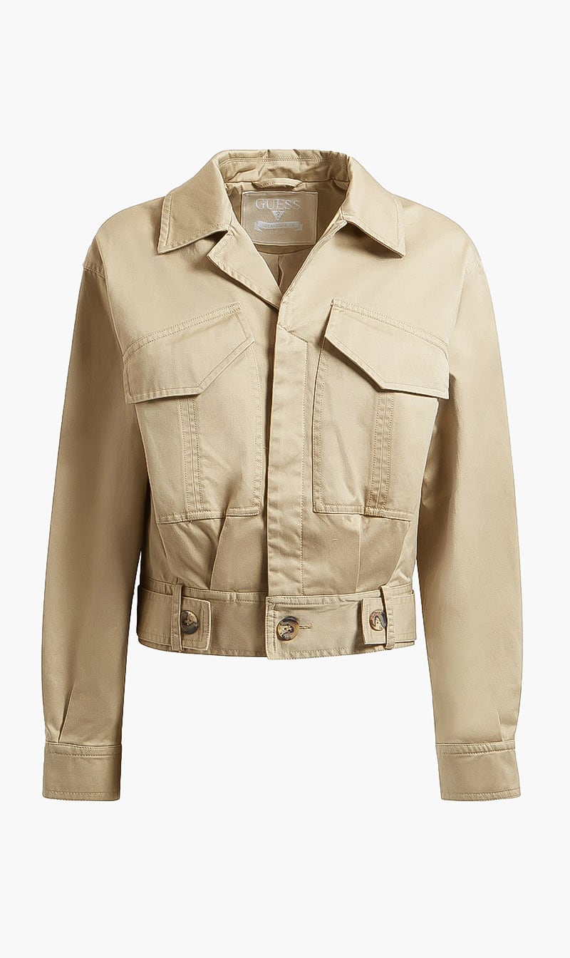 

Guess Beige Back Embroidery Jacket for Women | The Deal Outlet