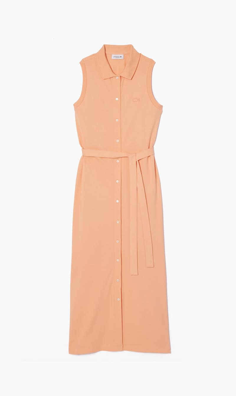 

Lacoste Orange Long Stretch Mini Pique Polo Dress for Women | The Deal Outlet