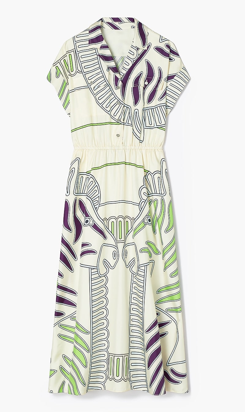 

Tory Burch Beige Printed Silk Twill Shirtdress for Women | The Deal Outlet
