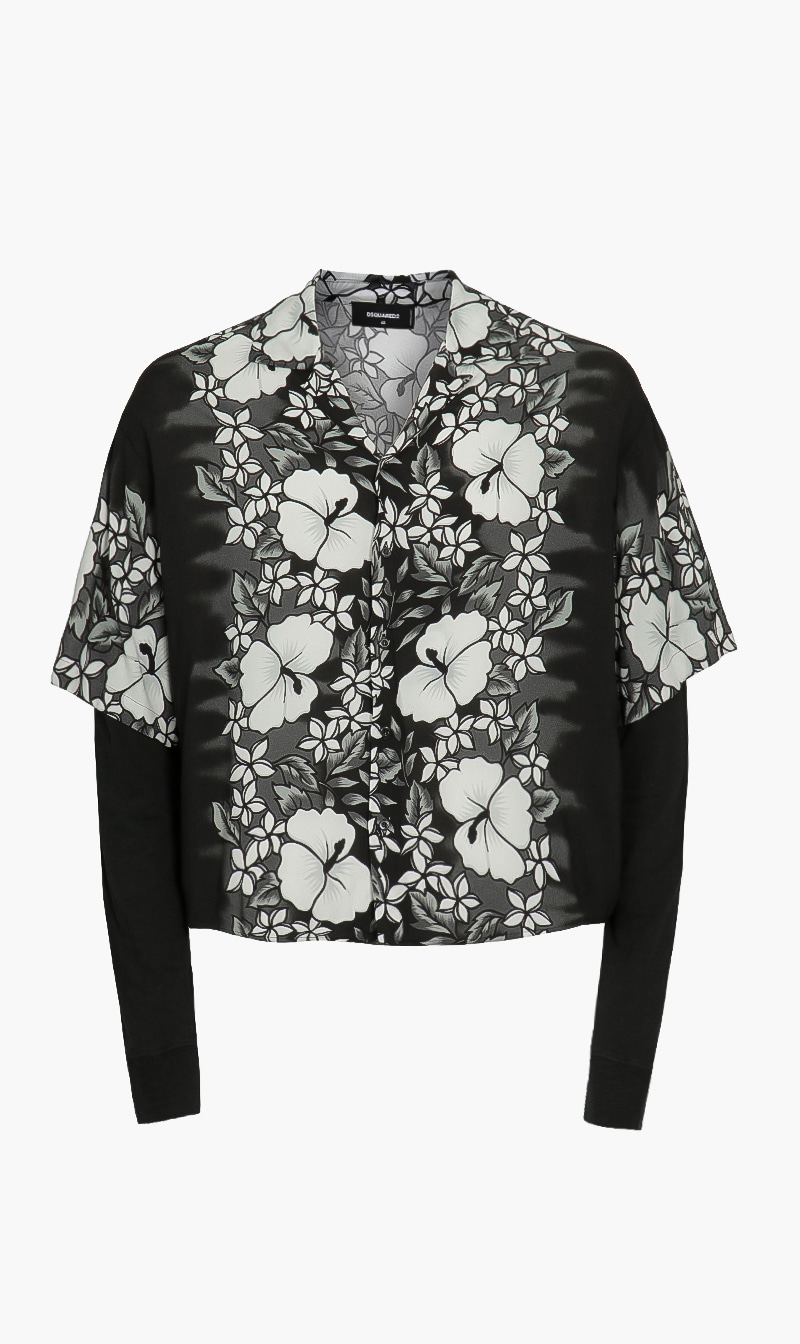 

Dsquared2 Black Floral Printed Shirt for Men | The Deal Outlet