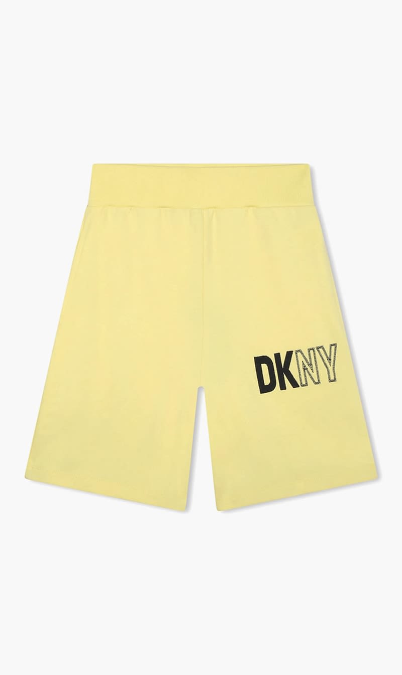 

Dkny Yellow Logo Print Cotton Shorts | The Deal Outlet