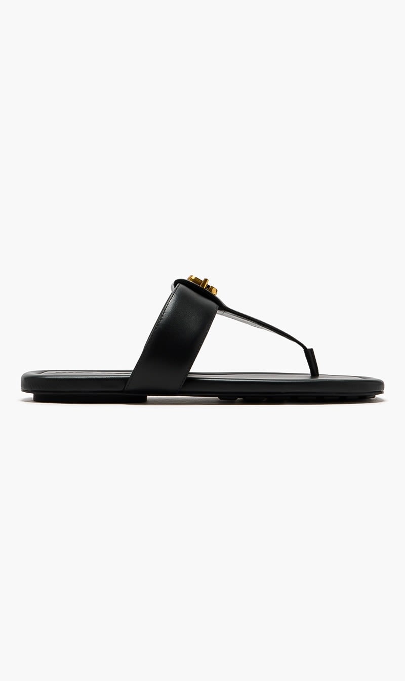 

Marc Jacobs Black The Dual T Strap Flat Sandals for Women | The Deal Outlet