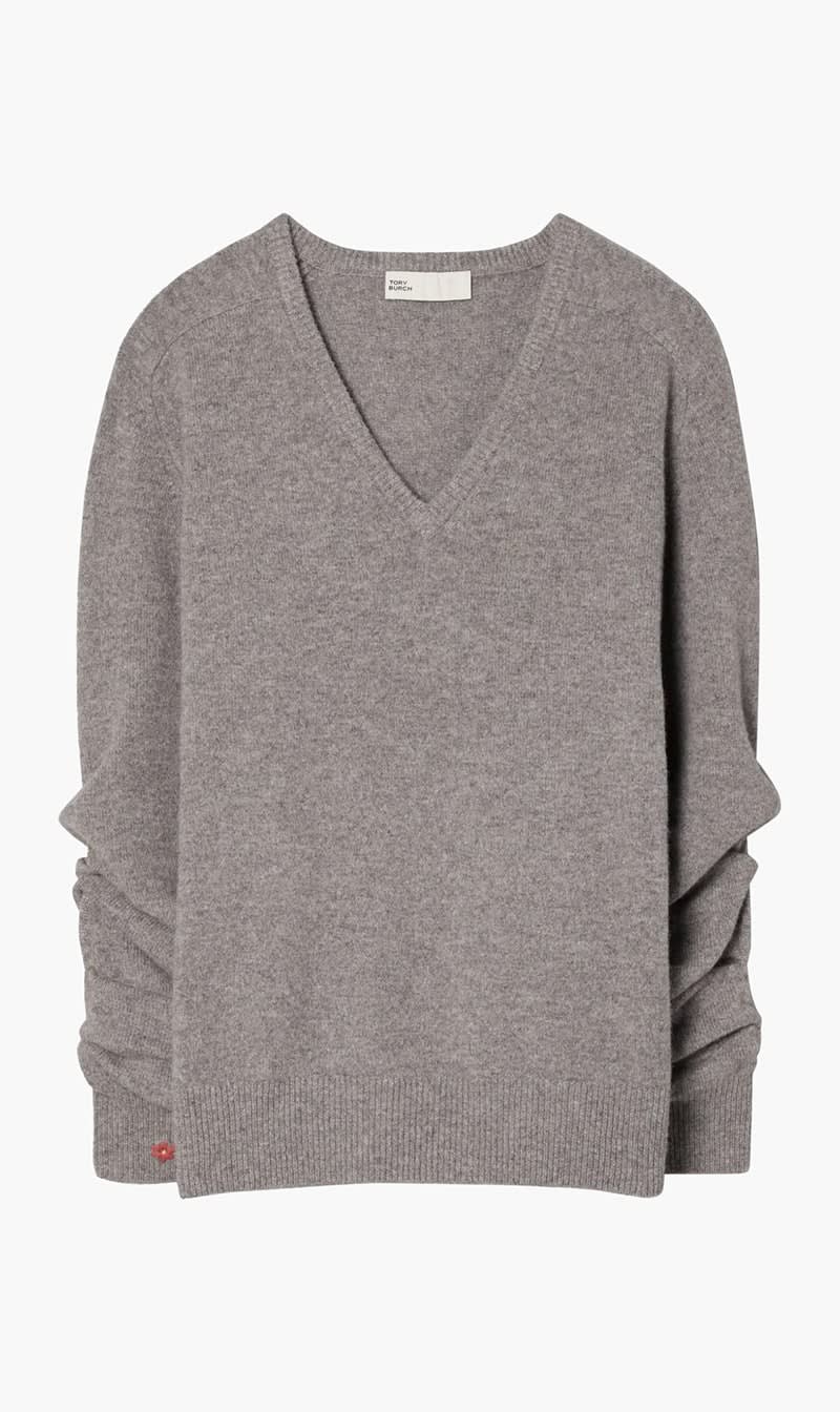 Tory Burch Grey V Neck Sweater for Women