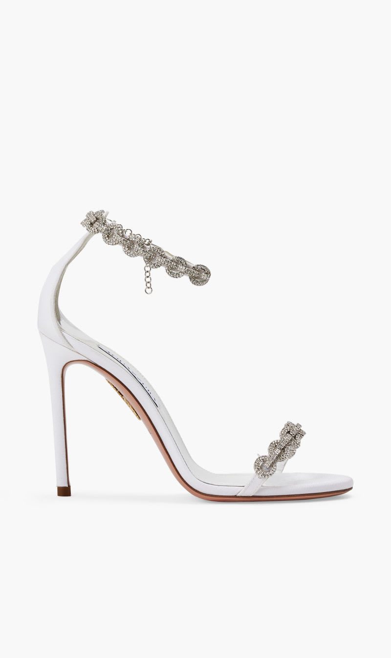

Aquazzura Firenze White Love Link Sandal 105 for Women | The Deal Outlet