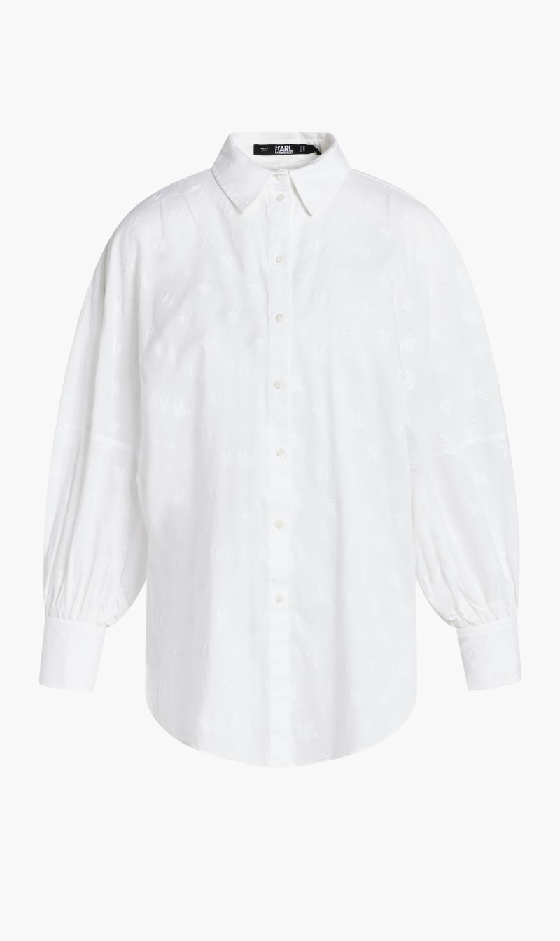 

Karl Lagerfeld White Monogram Cotton Shirt for Women | The Deal Outlet