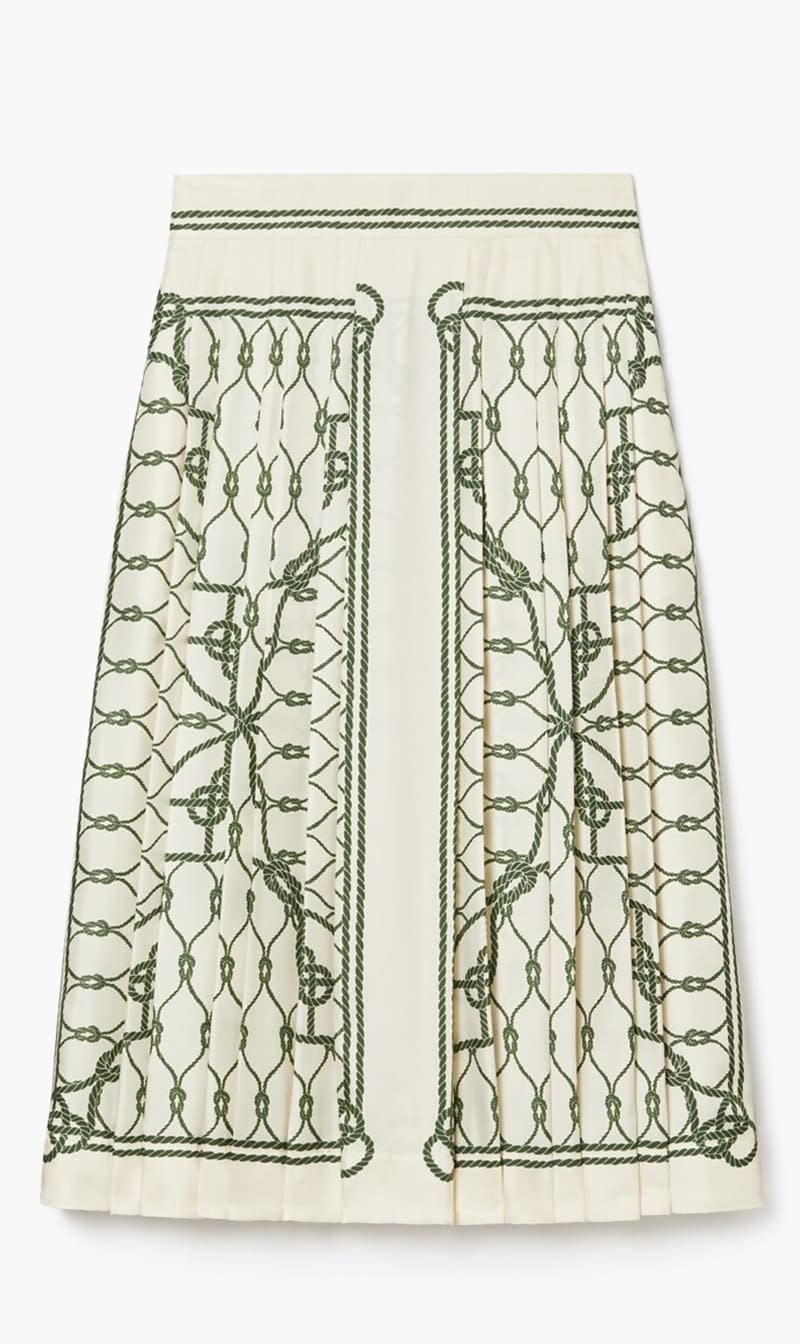 

Tory Burch Green Pleated Silk Skirt for Women | The Deal Outlet