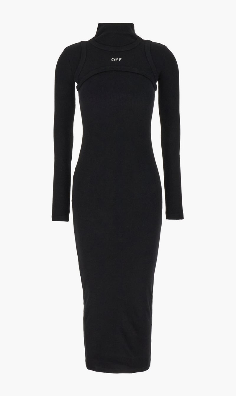 

Off-white Black Off Stamp Rib Round Long Dres Black Whit for Women | The Deal Outlet