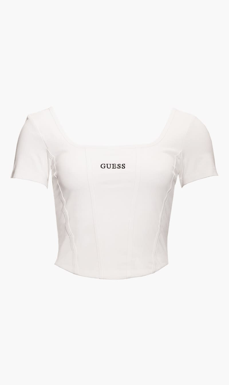 

Guess White Logo Crop Top for Women | The Deal Outlet