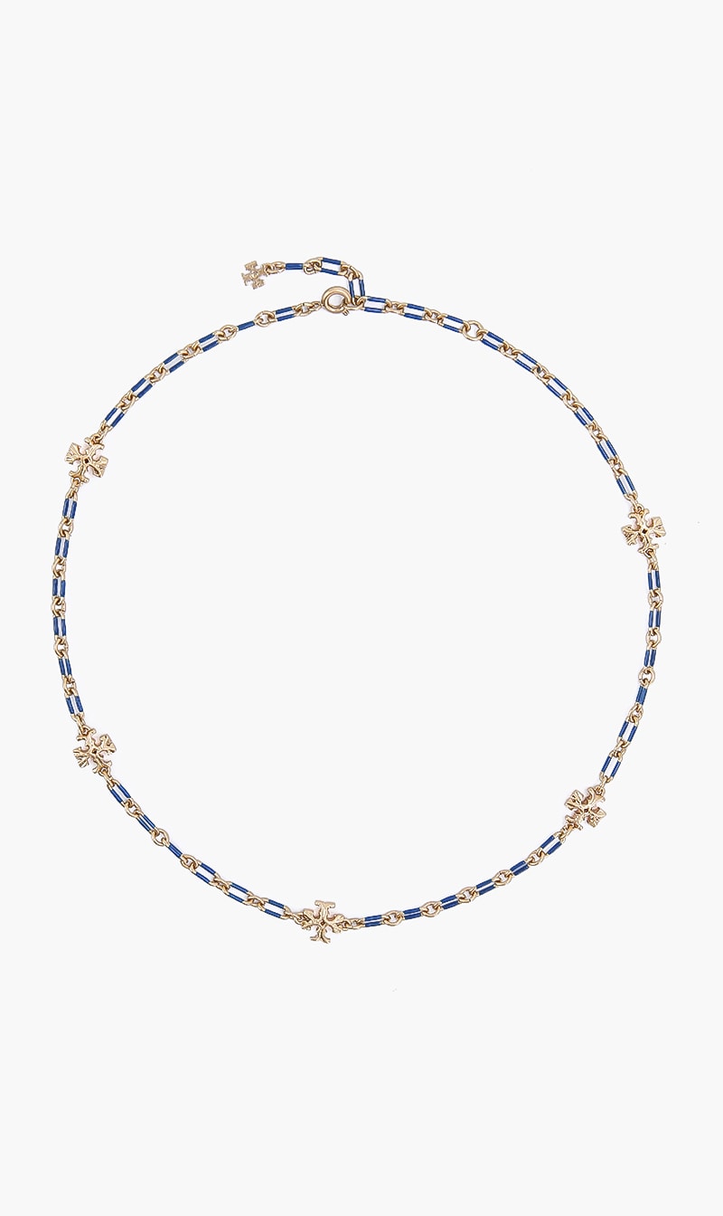 

Tory Burch Blue Roxanne Delicate Chain Necklace for Women | The Deal Outlet