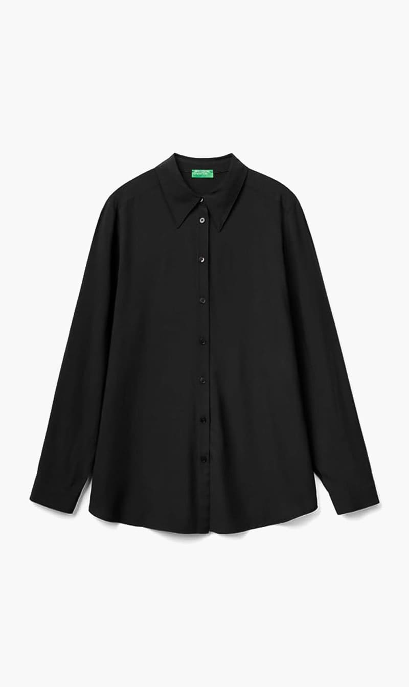 United Colors Of Benetton Black Regular Fit Viscose Shirt for Women
