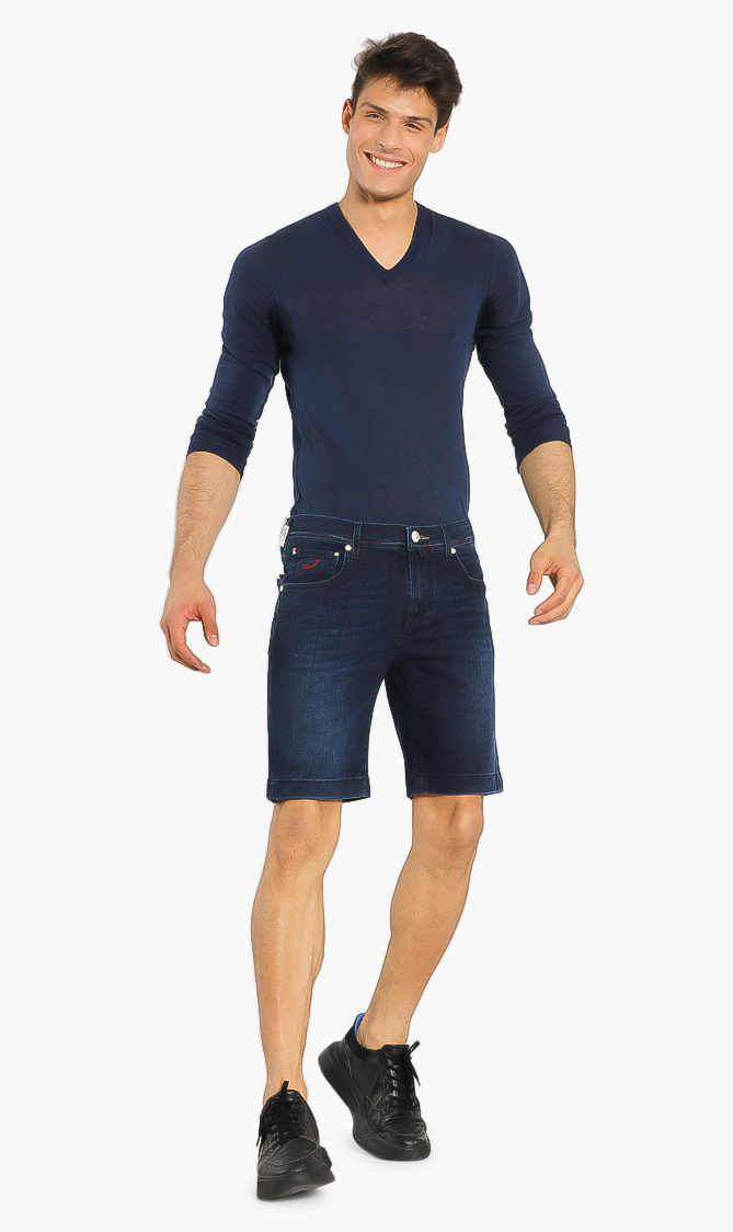 

Flag Tailored Denim Shorts, Blue
