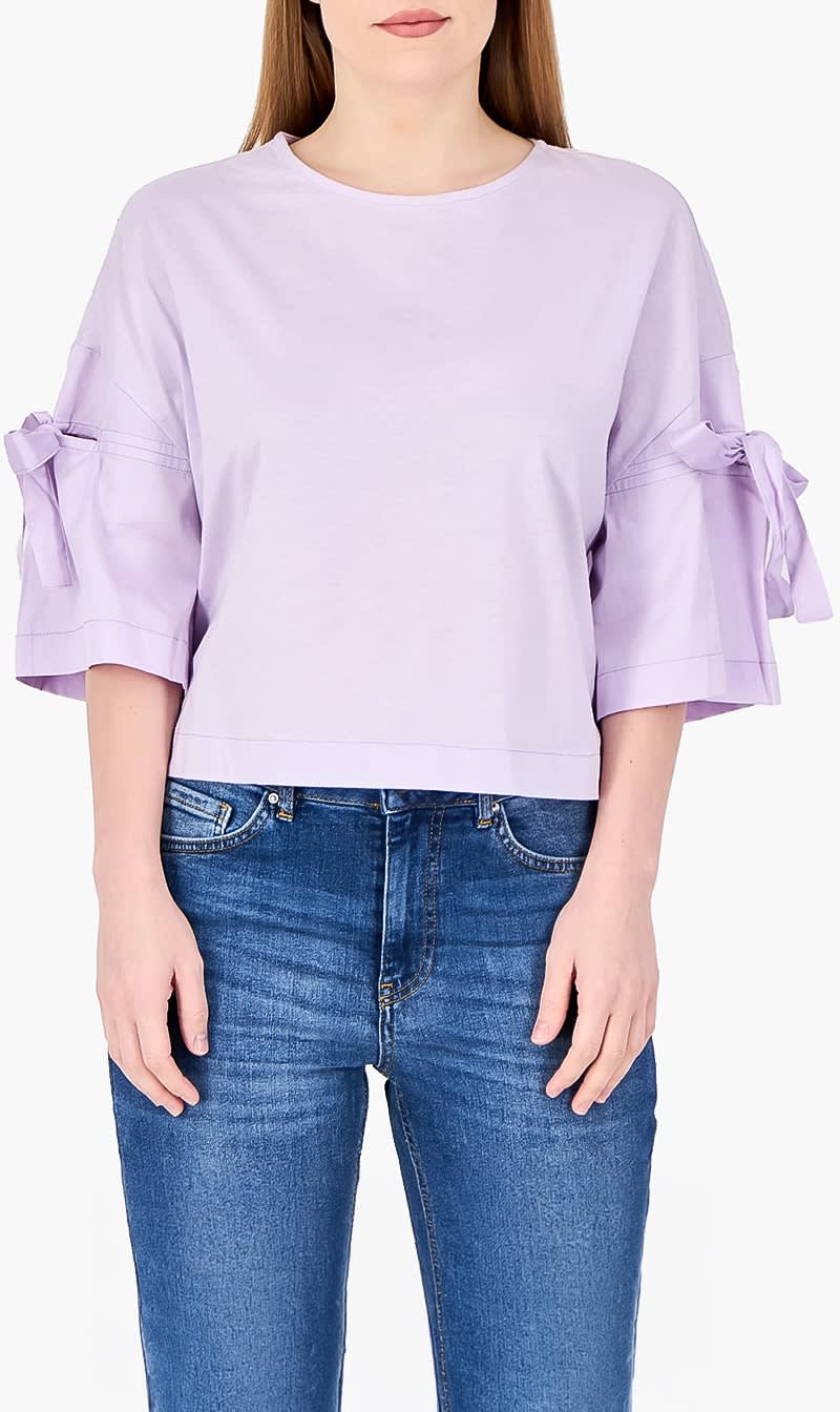 Purple United Colors Of Benetton White Bow Sleeves Top for Women