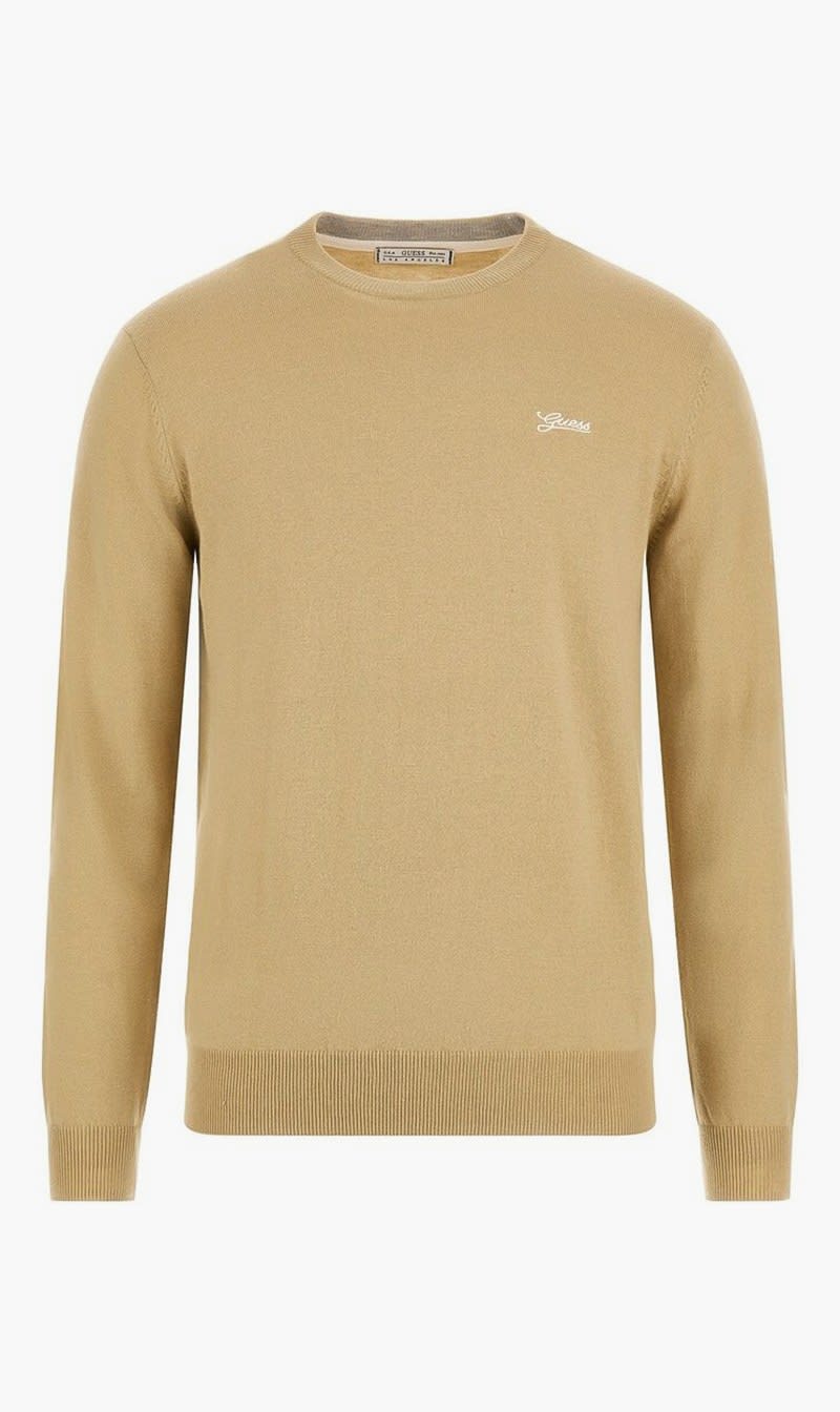 

Guess Beige Daniel Cn Ls Basic Swtr for Men | The Deal Outlet
