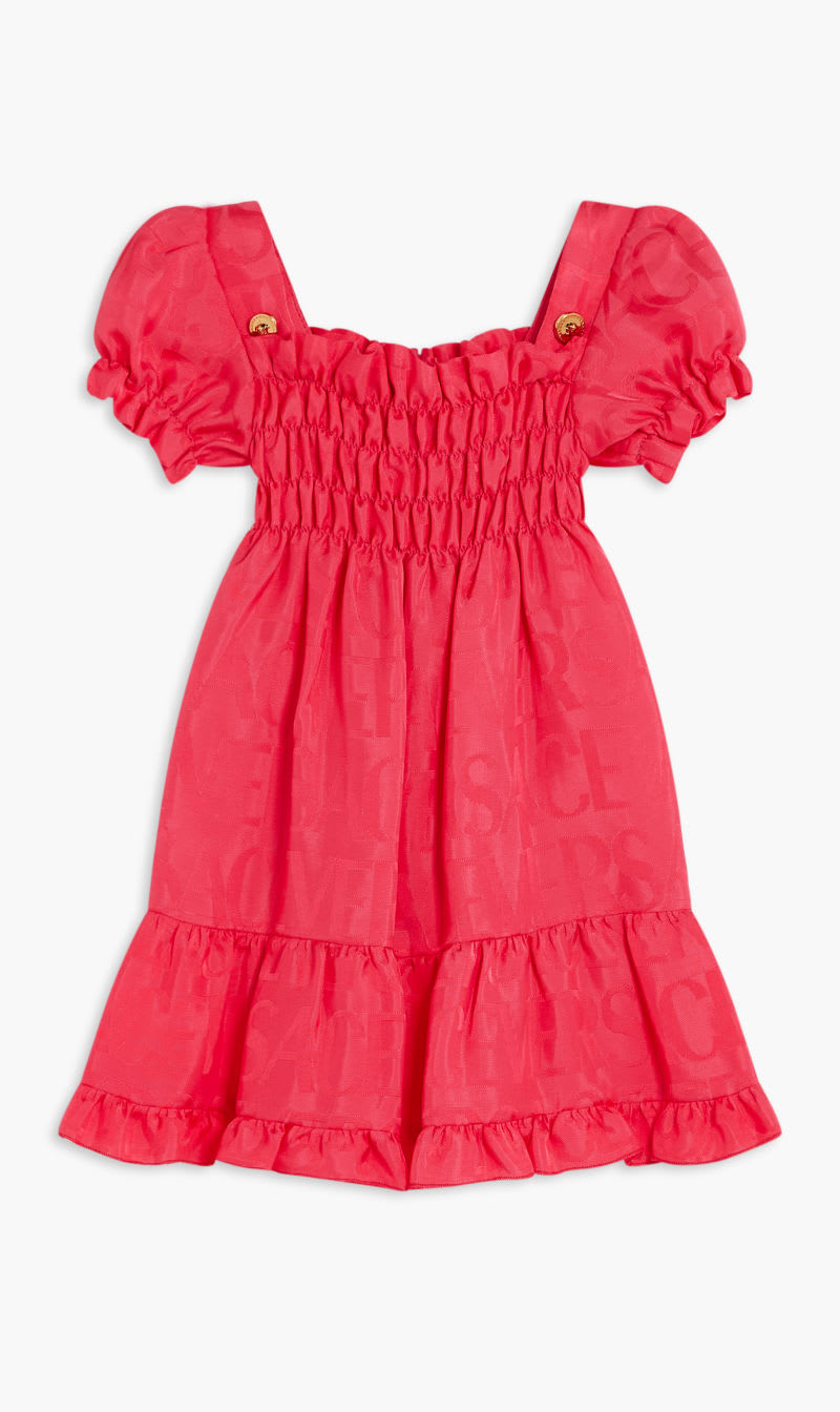 

Versace Pink Dress Versace On Repeat Kids Jacquard Ever Satin for Girls | The Deal Outlet