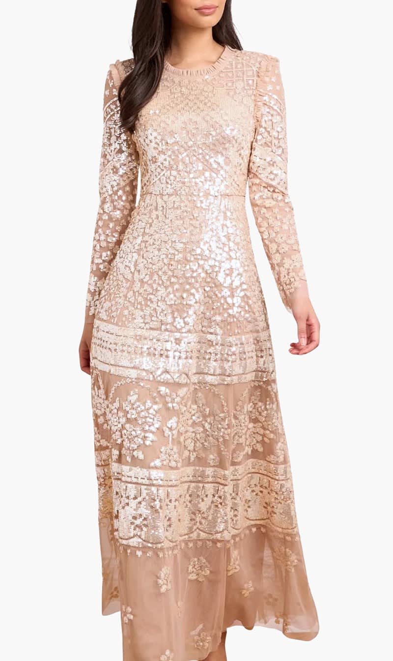 

Needle & Thread Beige Aurora Gown for Women | The Deal Outlet