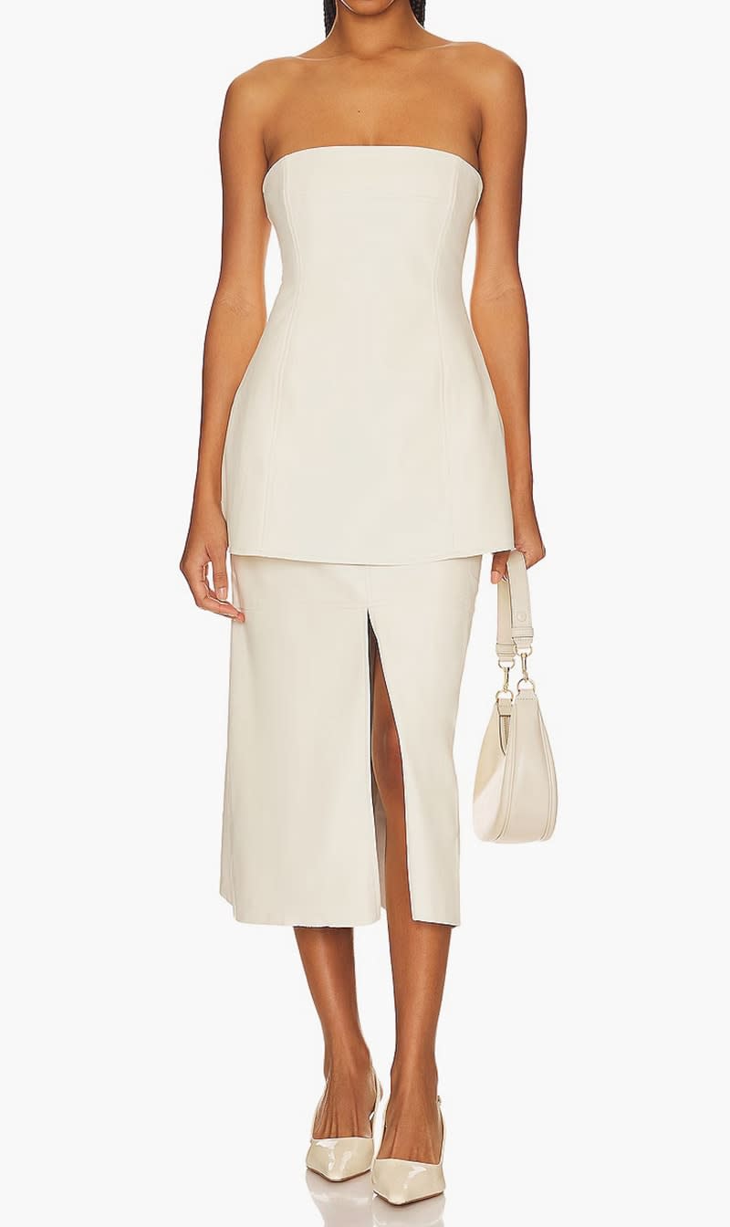 

Weworewhat White Faux Leather Strapless Top for Women | The Deal Outlet