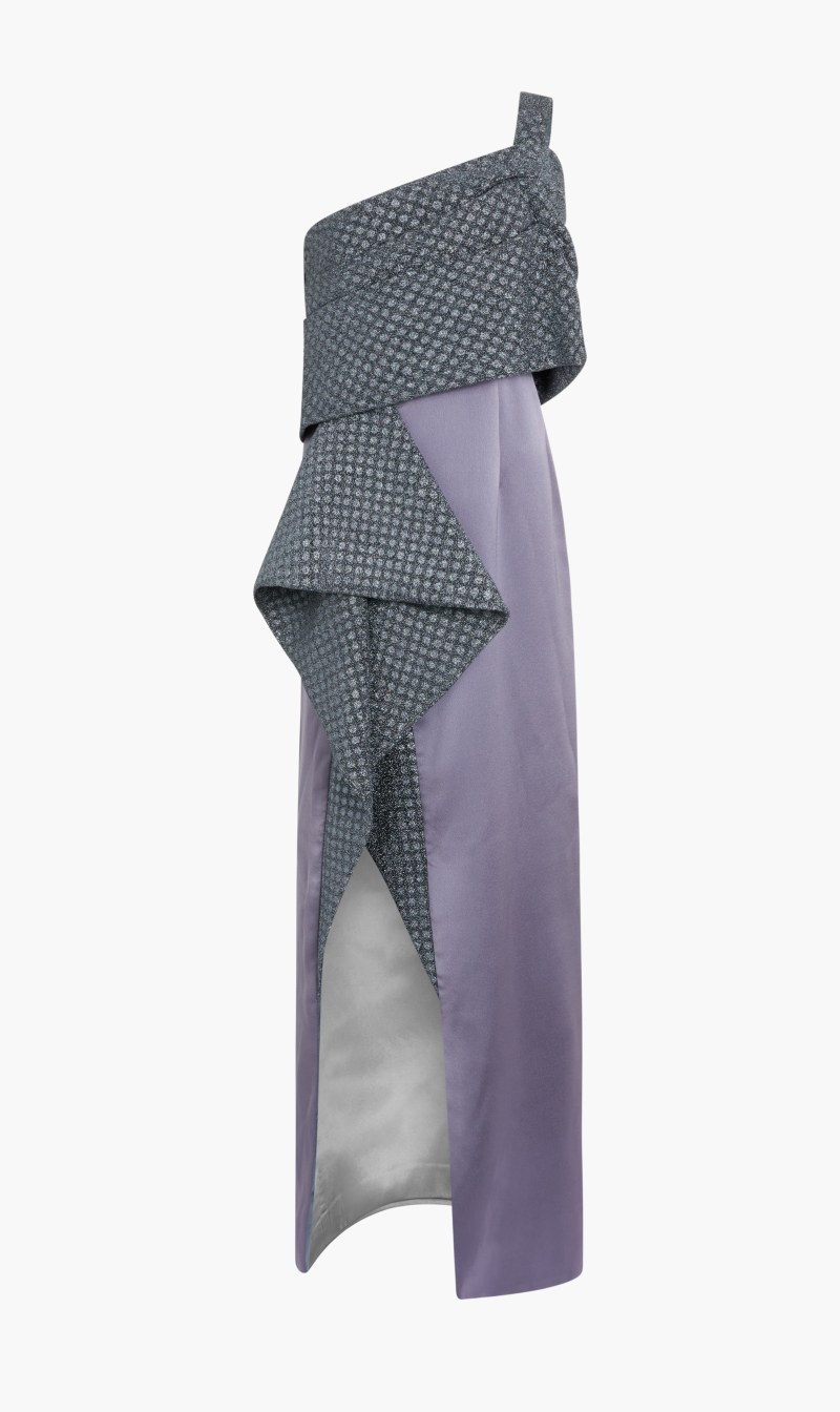 

Tuvanam Blue Jacquard -crep Long Dress for Women | The Deal Outlet