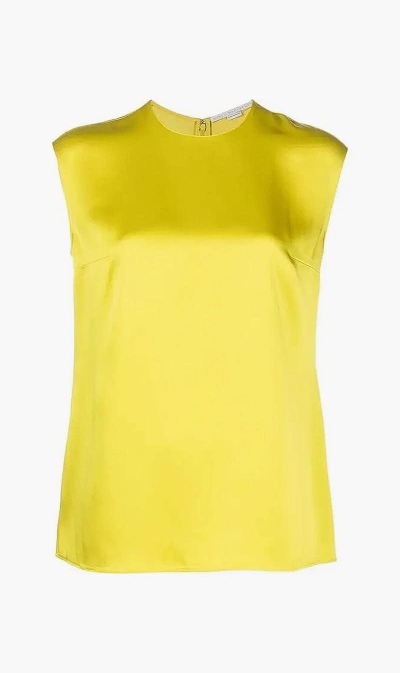 

Stella Mc Cartney Gold Cady Cap Sleeved Blouse for Women | The Deal Outlet