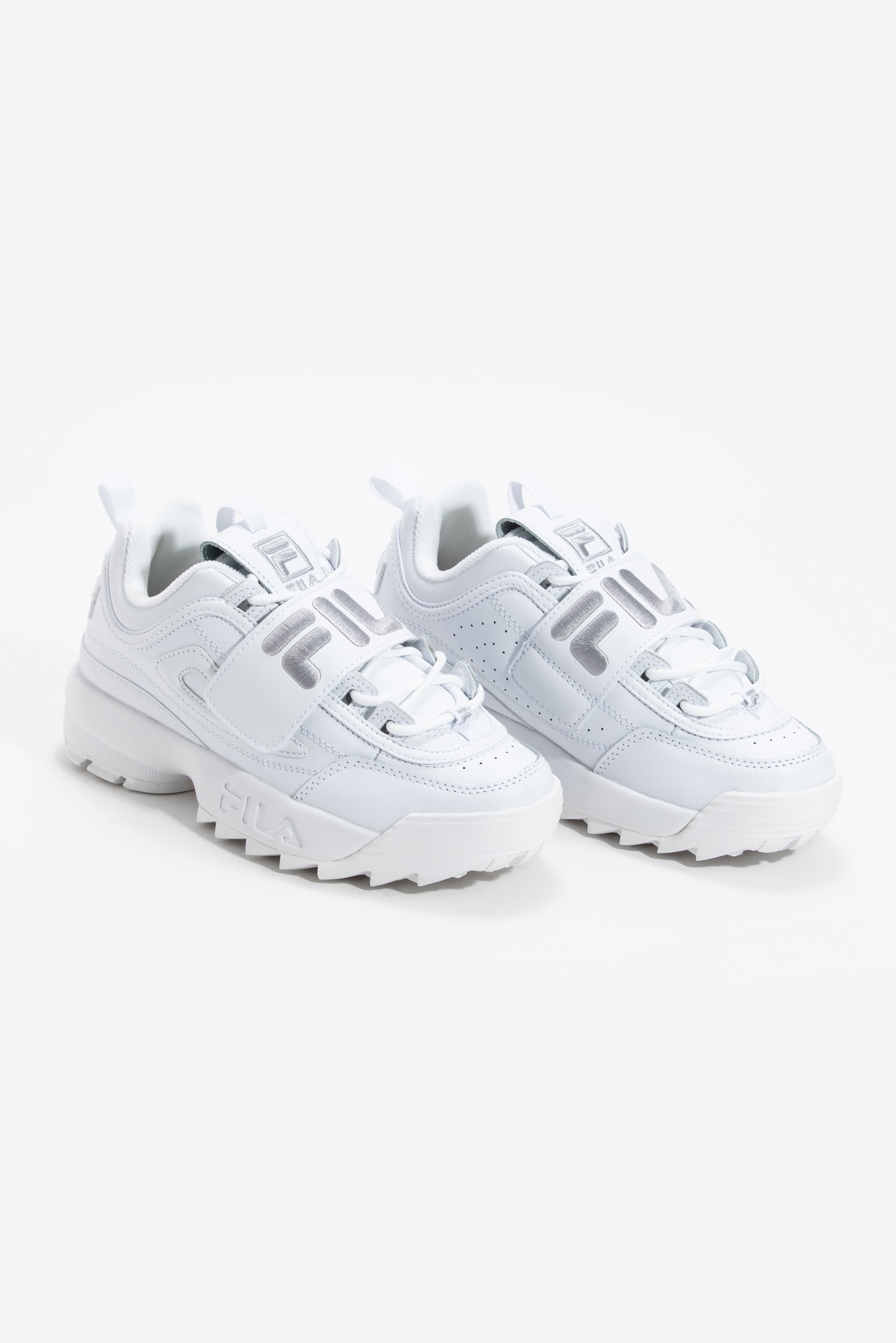 

Fila White Disruptor Ii Diamante Leather Sneakers for Women | The Deal Outlet