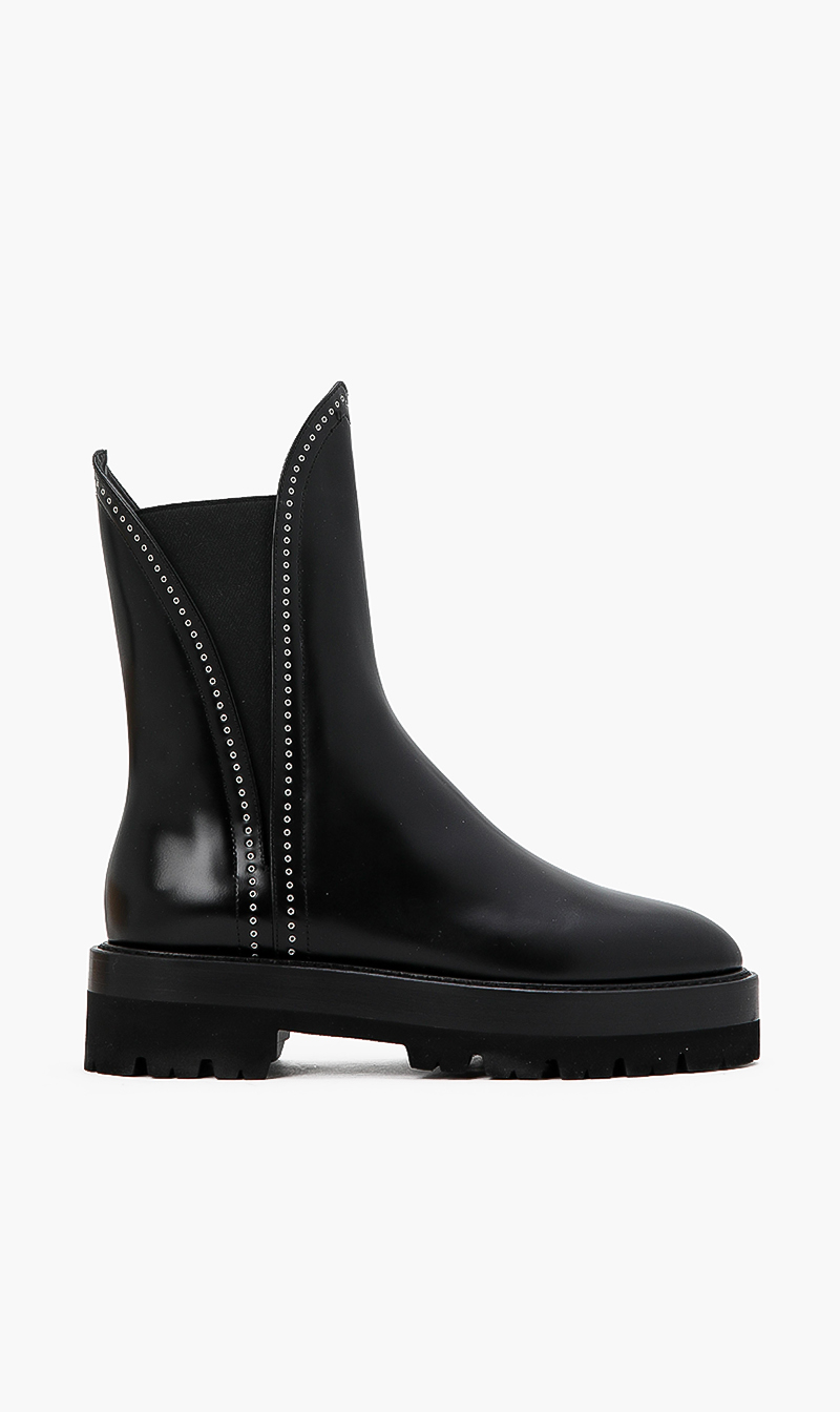 

ALAIA Micro-eyelet Leather Ankle Boots