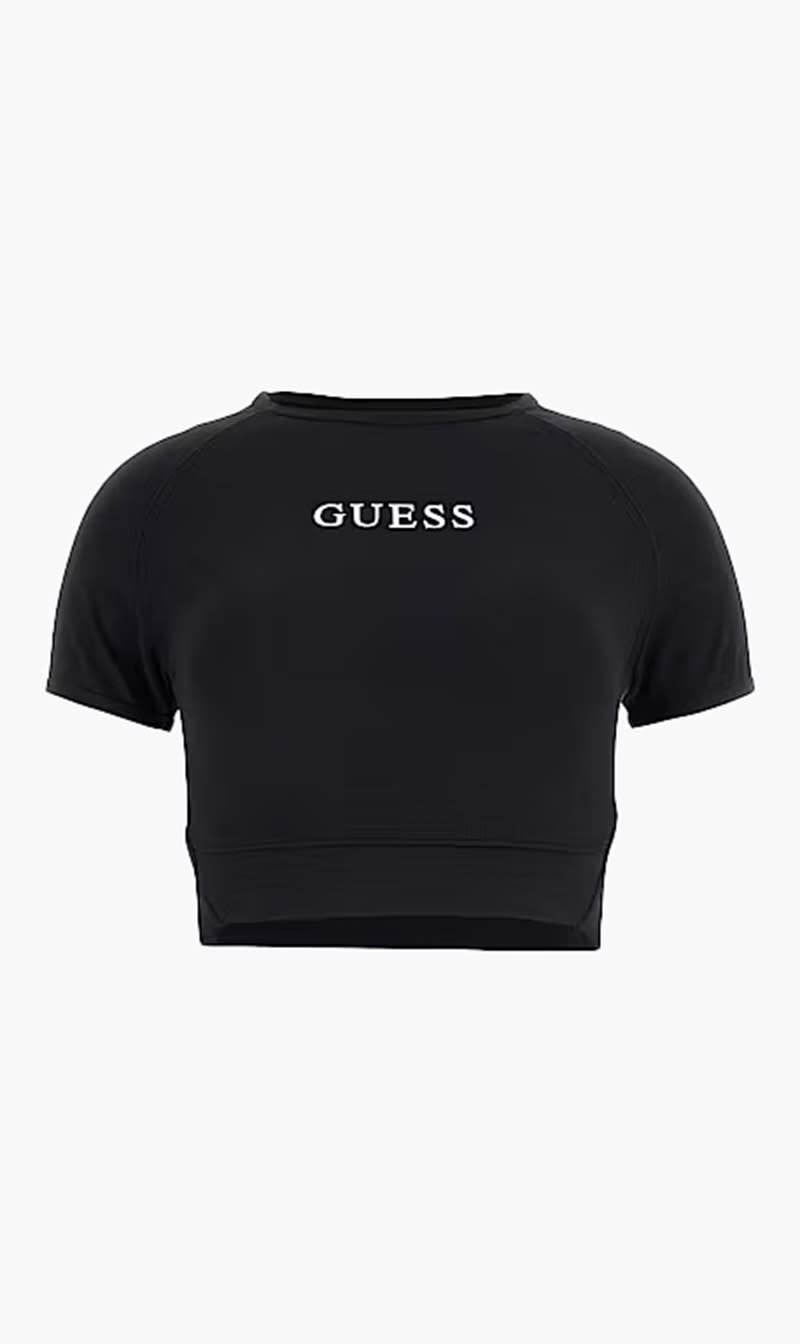

Guess Black Aline Stretch Jersey Crop Top for Women | The Deal Outlet