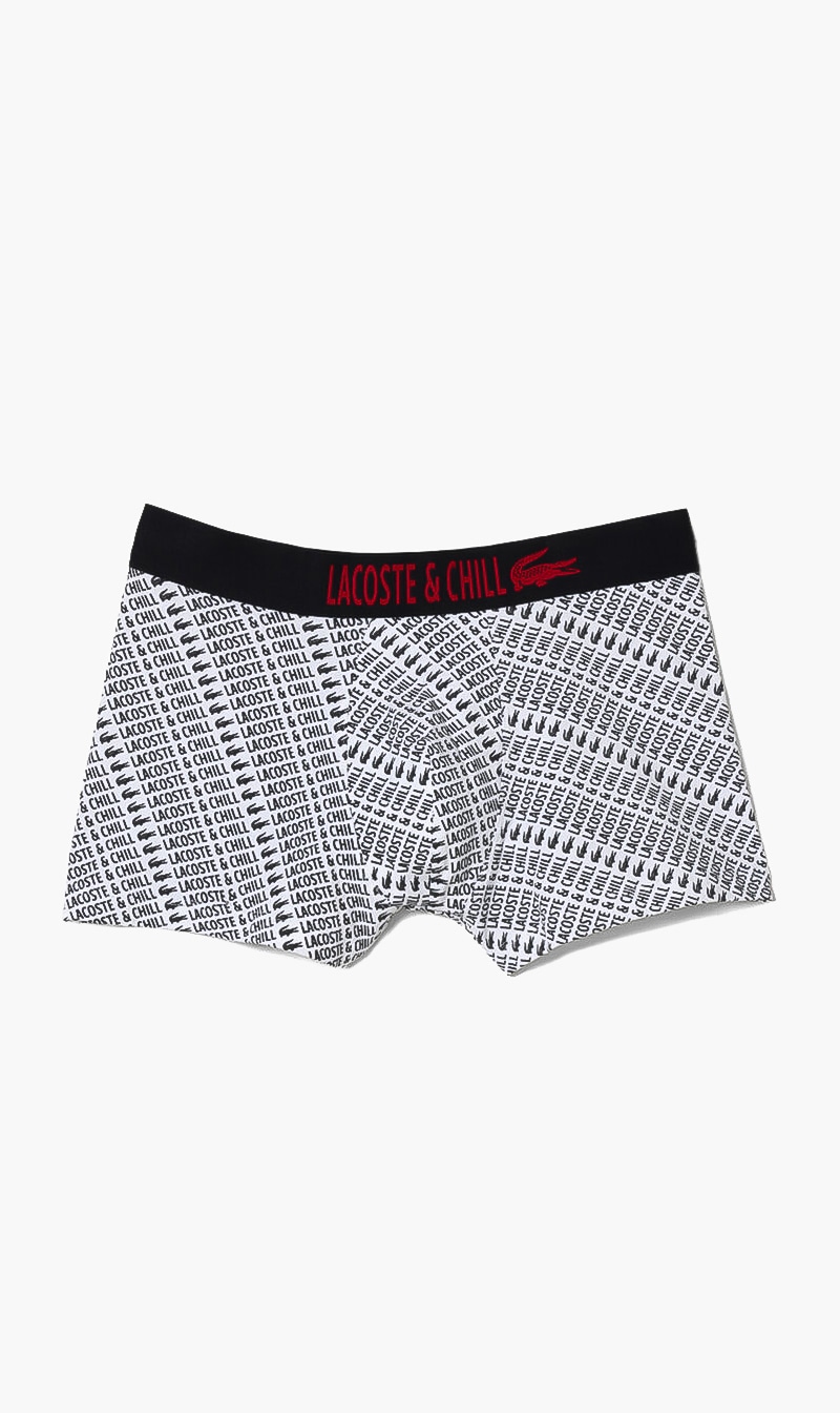 

Lacoste White Lacoste X Netflix Branded Trunks for Men | The Deal Outlet