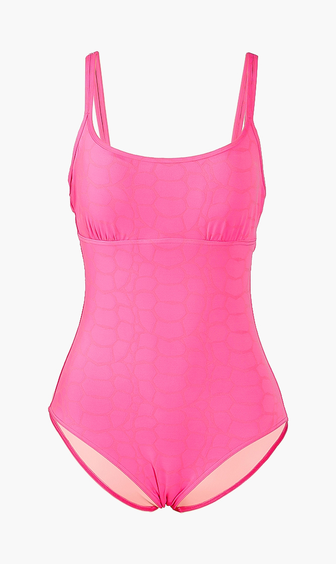 

Feria Turtle Shell Bustier One-piece Swimsuit, Pink