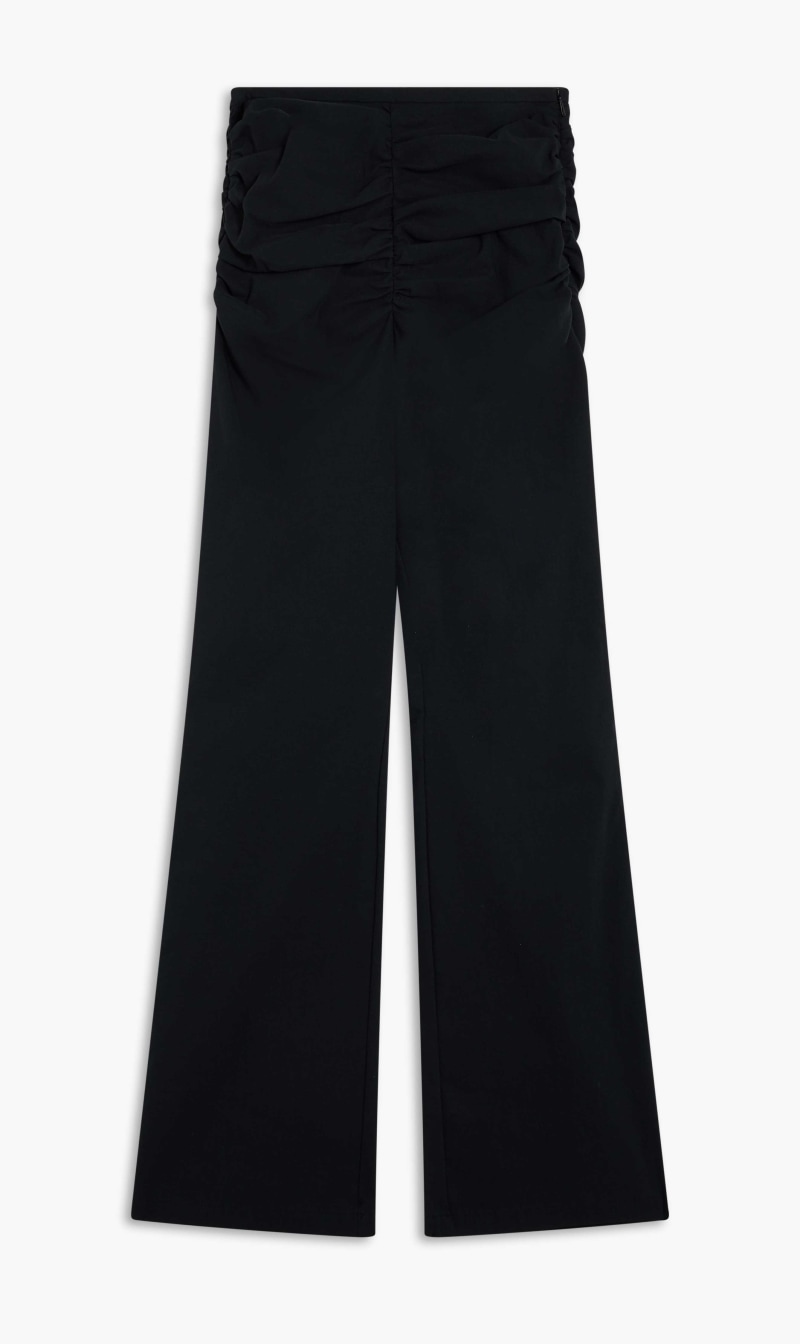 

Mehtap Elaidi Black Flared Pants With Draping for Women | The Deal Outlet