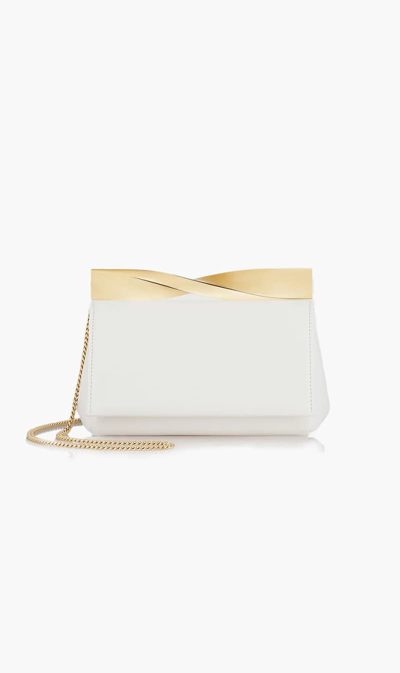 

Aquazzura Firenze White Mini Twist Clutch for Women | The Deal Outlet