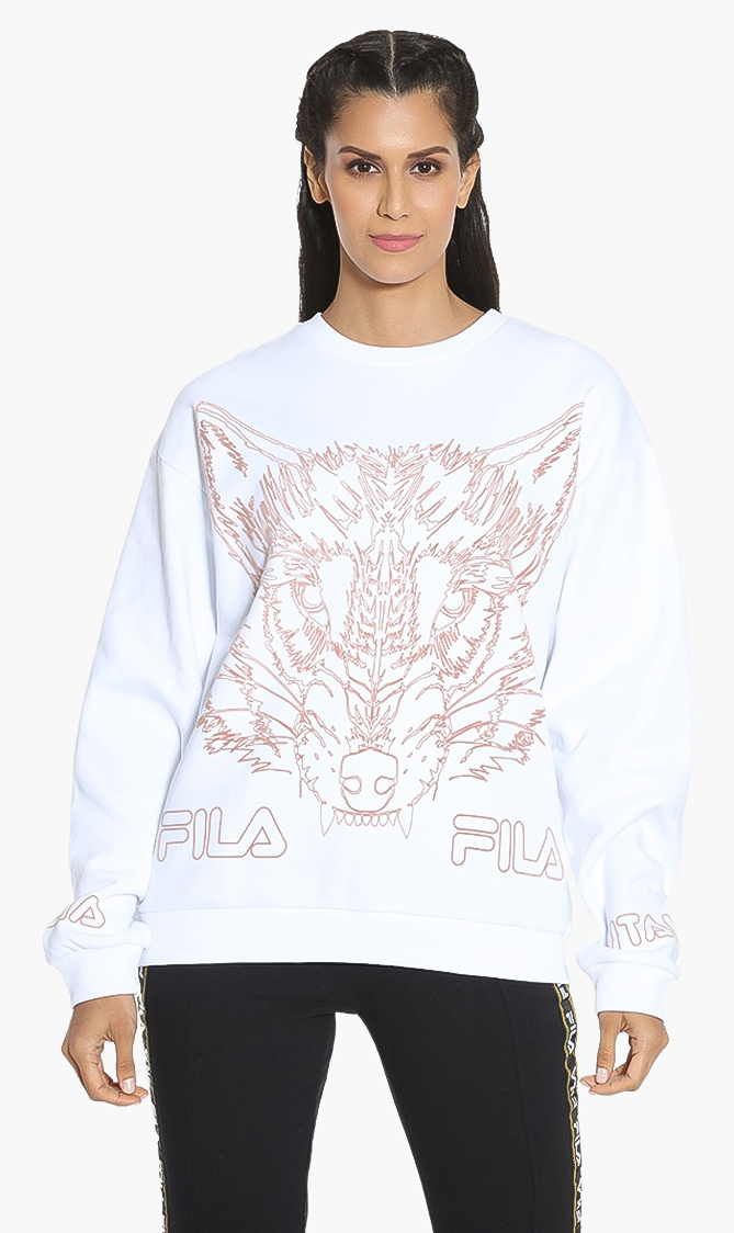 

Halpern Flocked Outline Wolf Sweatshirt, White
