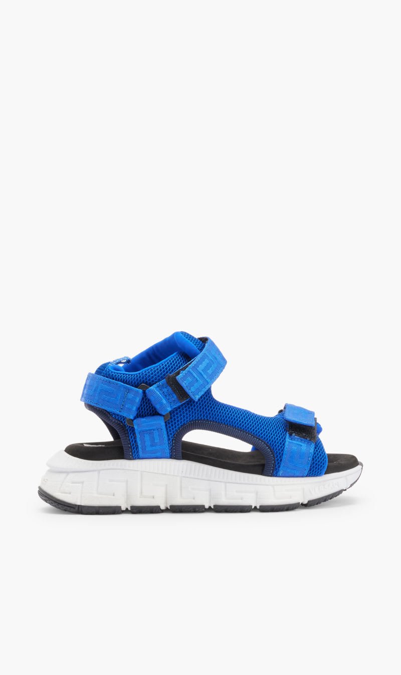 

Versace Blue Jb Sandals Neoprene Velcro Greca for Boys | The Deal Outlet
