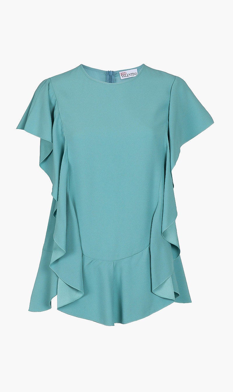 

Ruffle Front Blouse, Green