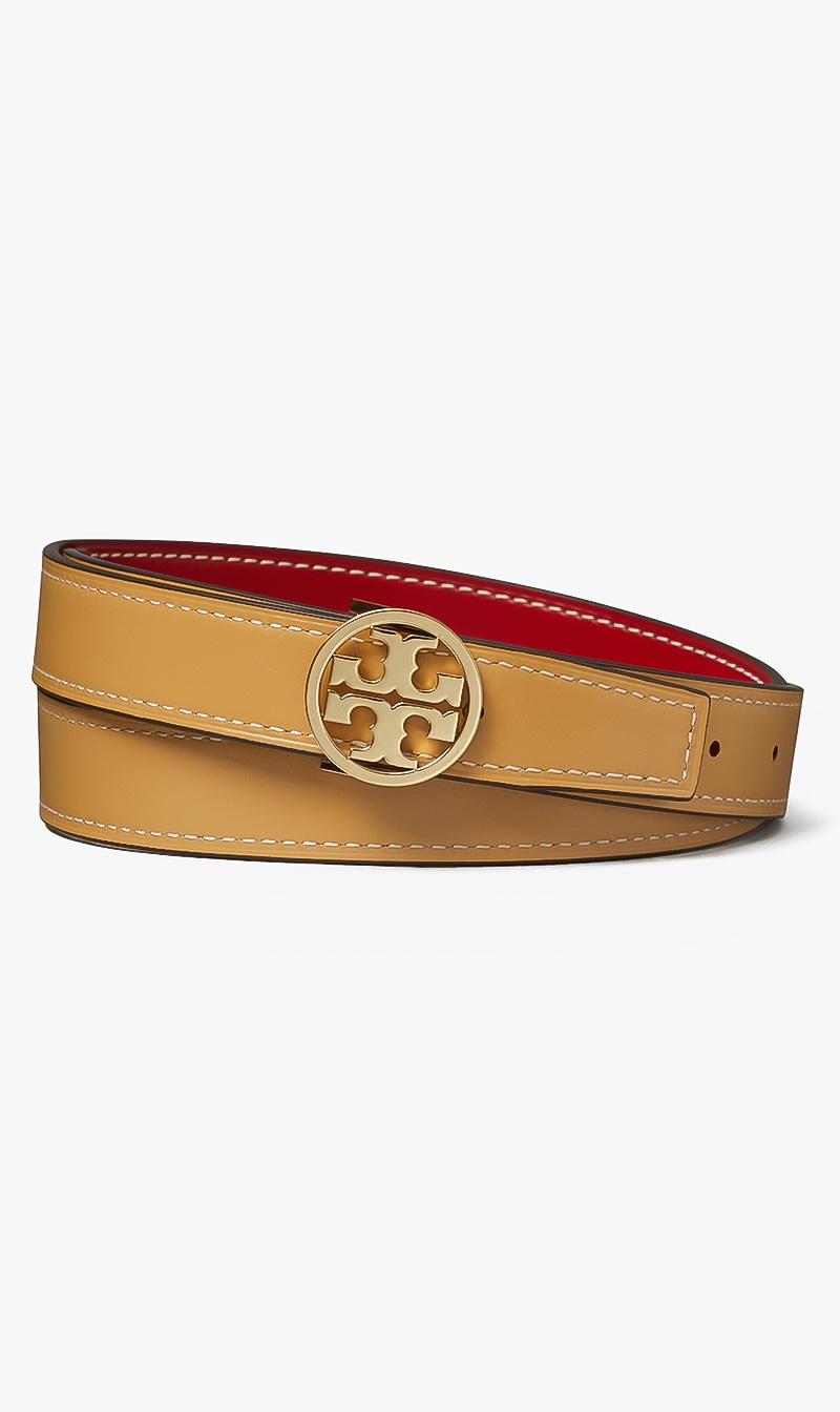 

Tory Burch Beige 1" Miller Smooth Reversible Belt for Women | The Deal Outlet
