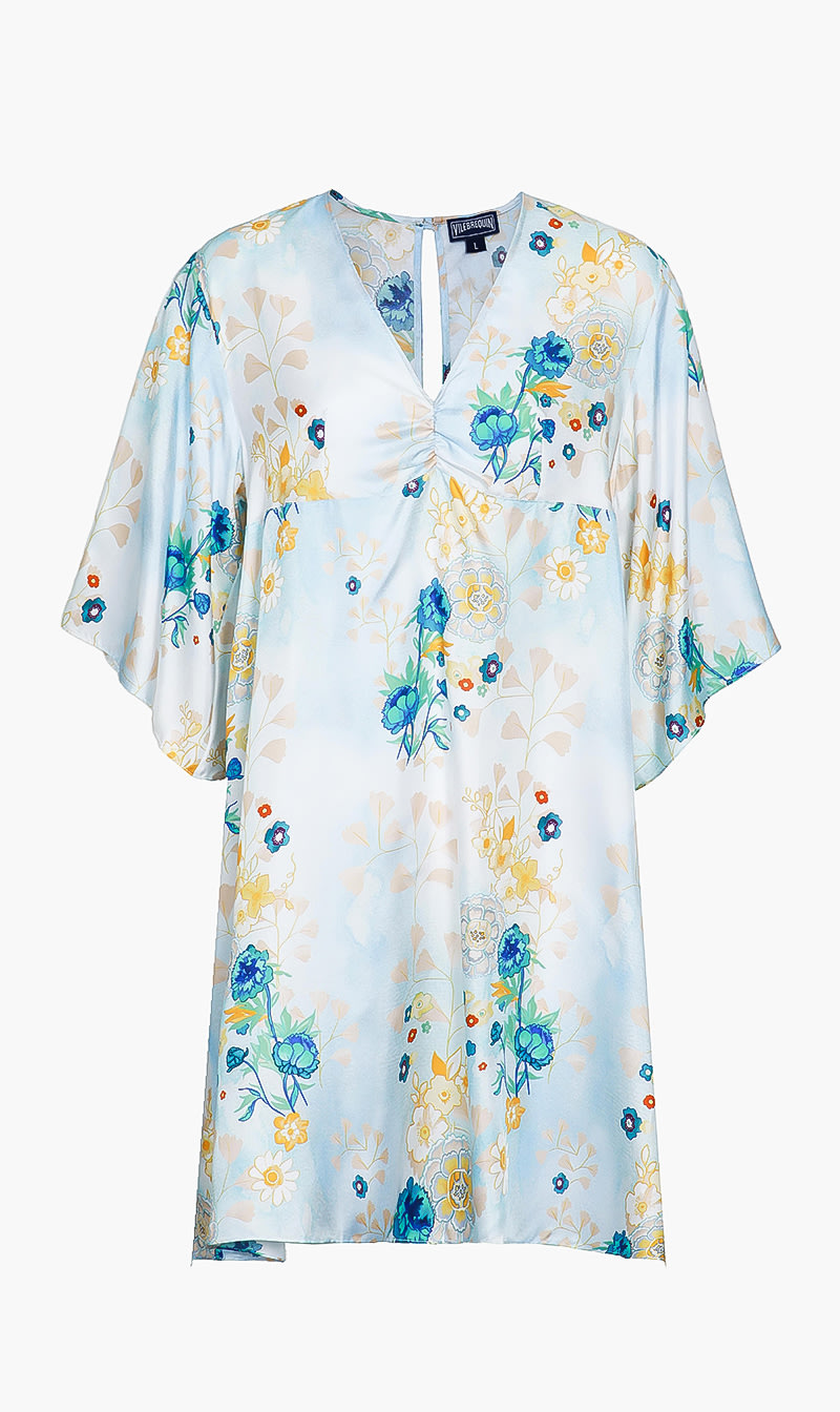 

Floral Print Beach Dress, Blue