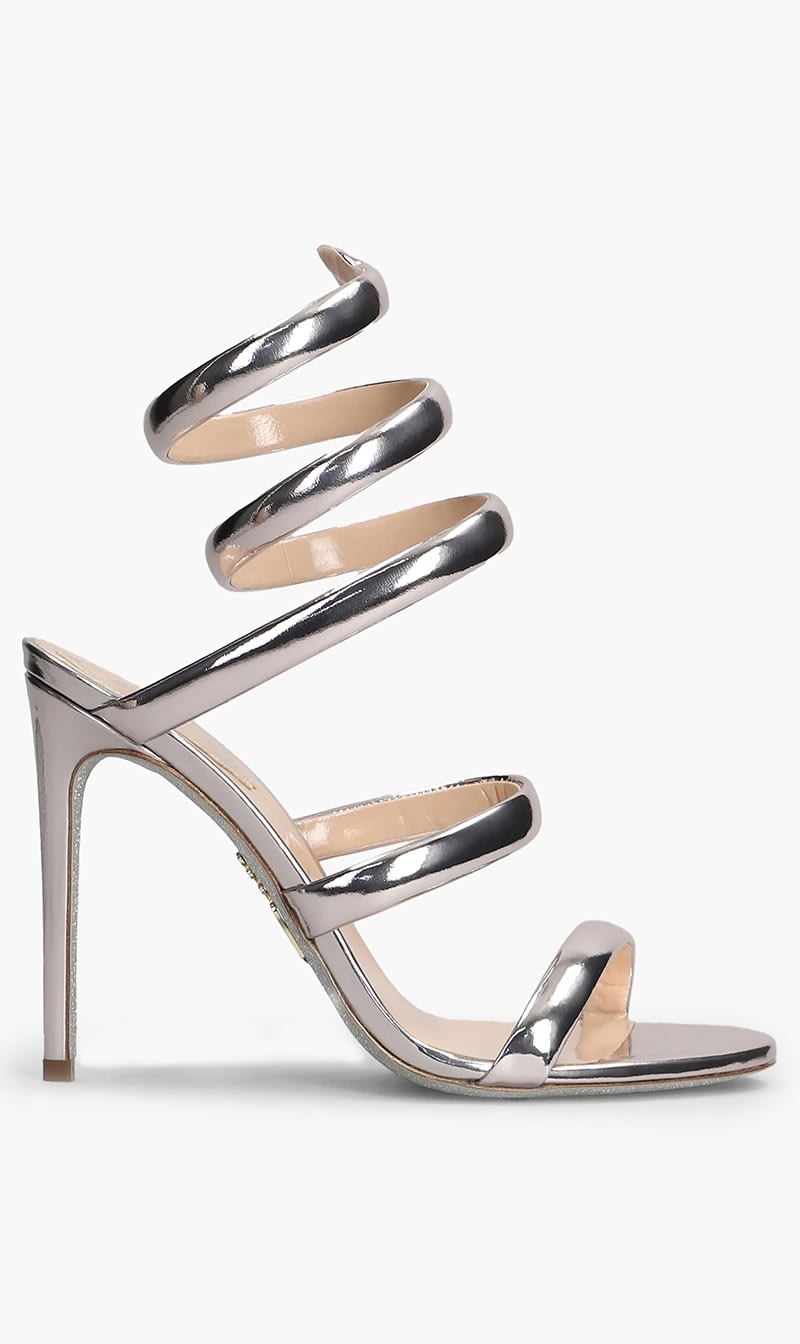 

Rene Caovilla Silver Serpente Sandals for Women | The Deal Outlet