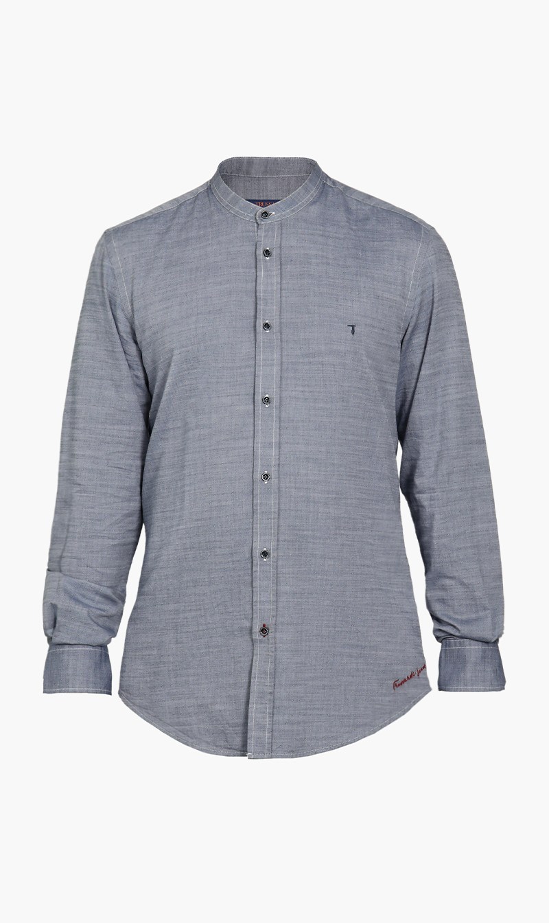 

Drawstring Effect Linen Shirt, Blue