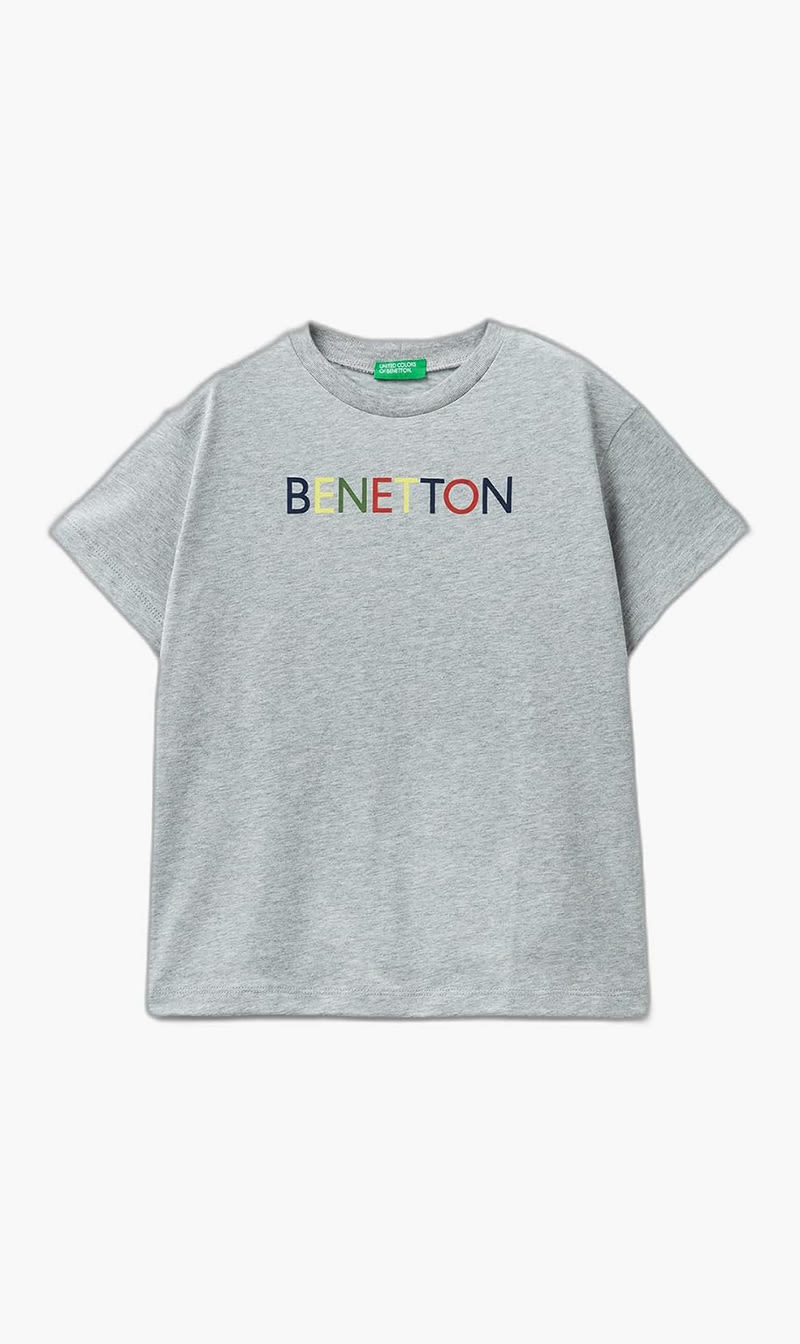 United Colors Of Benetton Grey Short Sleeves Cotton T-shirt for Boys