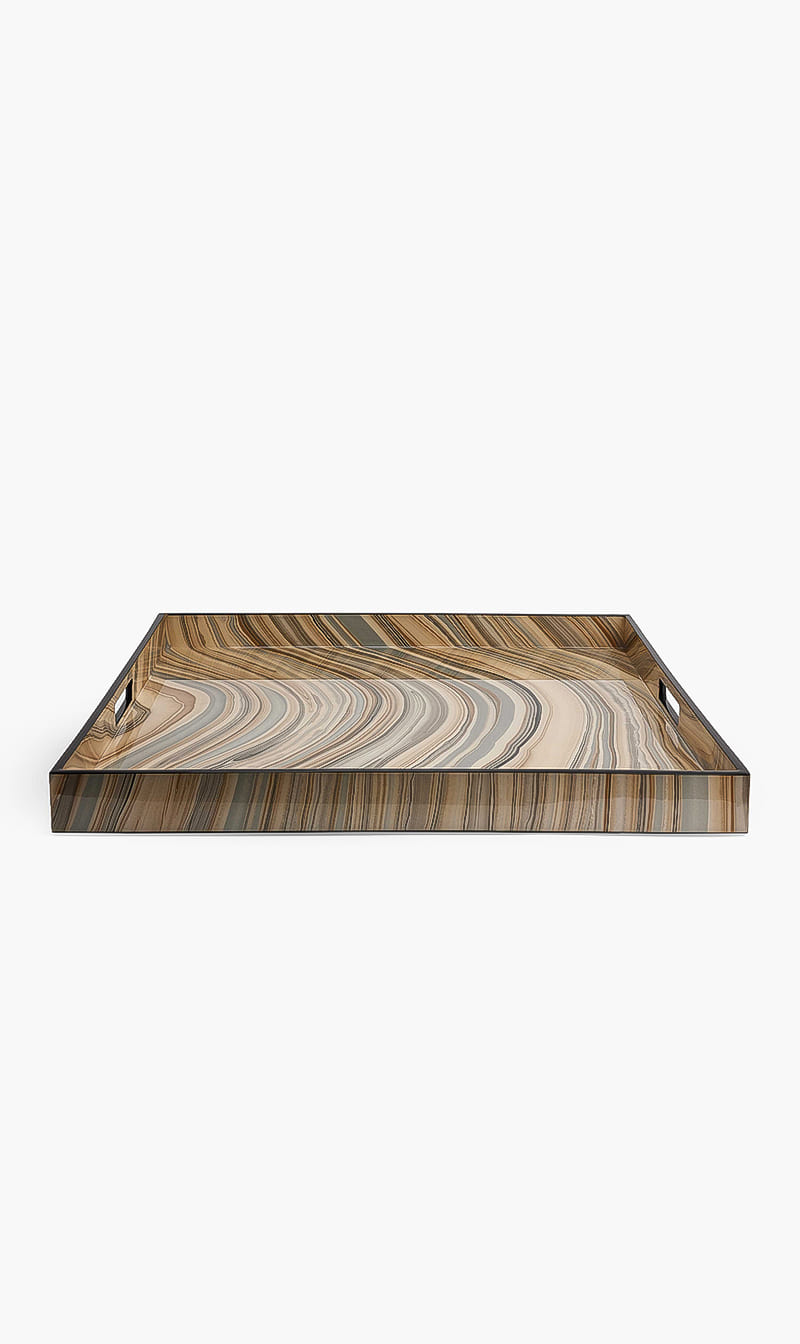 

Pacific Connections Brown Tucson Square Tray | The Deal Outlet