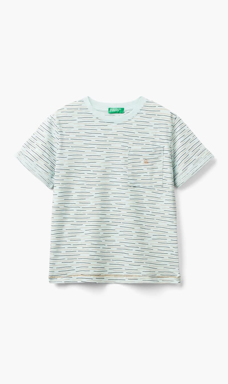 United Colors Of Benetton Blue Printed T-shirt With Pocket for Boys