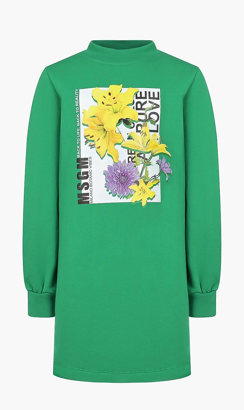 

Graphic Printed Dress, Green