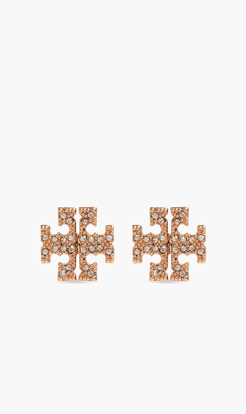 

Crystal Logo Studs, Gold