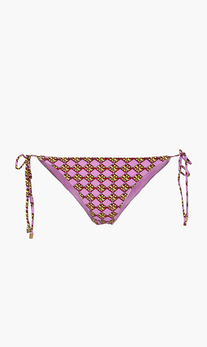 

Printed String Bikini Bottom, Purple